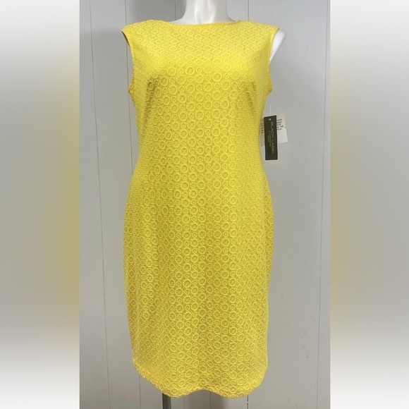 Evan Picone Dresses & Skirts - NWT Black Label By Evan-Picone Women's Sz 16 Yellow Sleeveless Lace A-Line Dress